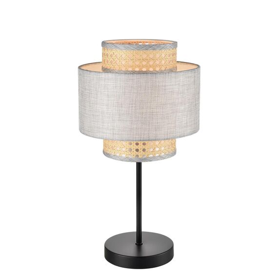 LUMION 8043/1T MODERNI LN25 266 черный/серый/бежевый, металл/текстиль/ротанг Настольная лампа Е27 1*60W 220V LAUNA, изображение 6