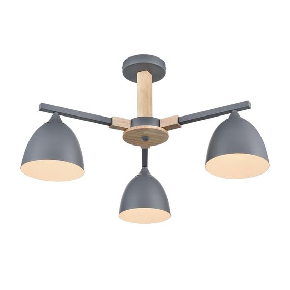 LUMION 8096/3C MODERNI LN25 267 серый/серый металл, дерево/металл Люстра потолочная Е27 3*60W 220V COLANGE, изображение 7