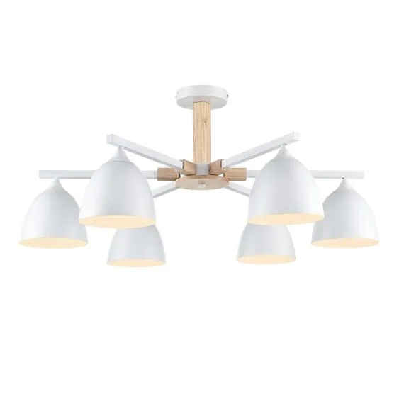 LUMION 8095/6C MODERNI LN25 268 белый/белый металл, дерево/металл Люстра потолочная Е27 6*60W 220V COLANGE, изображение 6