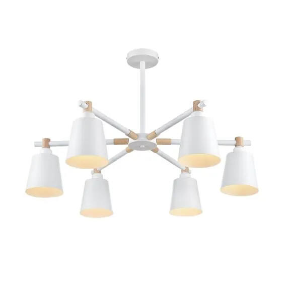 LUMION 8097/6C MODERNI LN25 269 белый/белый металл, дерево/металл Люстра потолочная Е27 6*60W 220V ROSALINA, изображение 8