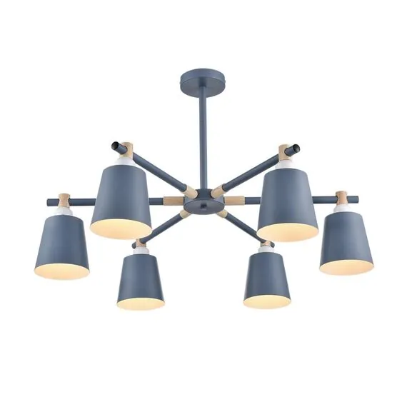 LUMION 8098/6C MODERNI LN25 271 синий/синий металл, дерево/металл Люстра потолочная Е27 6*60W 220V ROSALINA, изображение 7