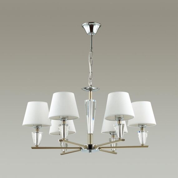 LUMION 3733/6 NEOCLASSI LN19 68 хром, золотой Люстра E27 6*60W 220V LORAINE, изображение 3