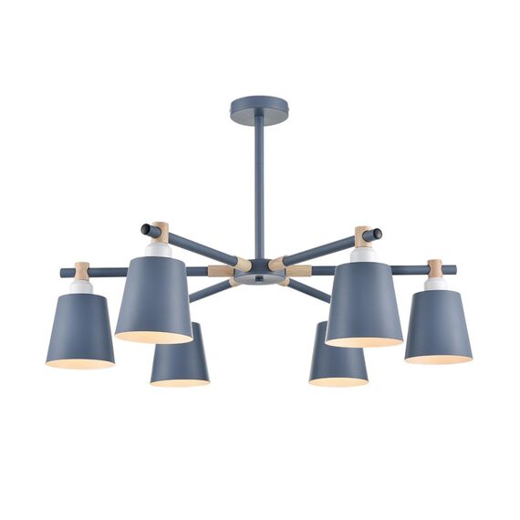 LUMION 8098/6C MODERNI LN25 271 синий/синий металл, дерево/металл Люстра потолочная Е27 6*60W 220V ROSALINA, изображение 6