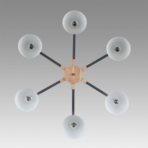 LUMION 8096/6C MODERNI LN25 267 серый/серый металл, дерево/металл Люстра потолочная Е27 6*60W 220V COLANGE, изображение 5