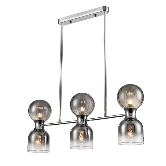 LUMION 8114/6 MODERNI LN25 142 хром/дымчатый, металл/стекло Подвесной светильник G9 3*30W + E14 3*40W 220V TAUNA, изображение 5