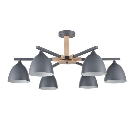 LUMION 8096/6C MODERNI LN25 267 серый/серый металл, дерево/металл Люстра потолочная Е27 6*60W 220V COLANGE