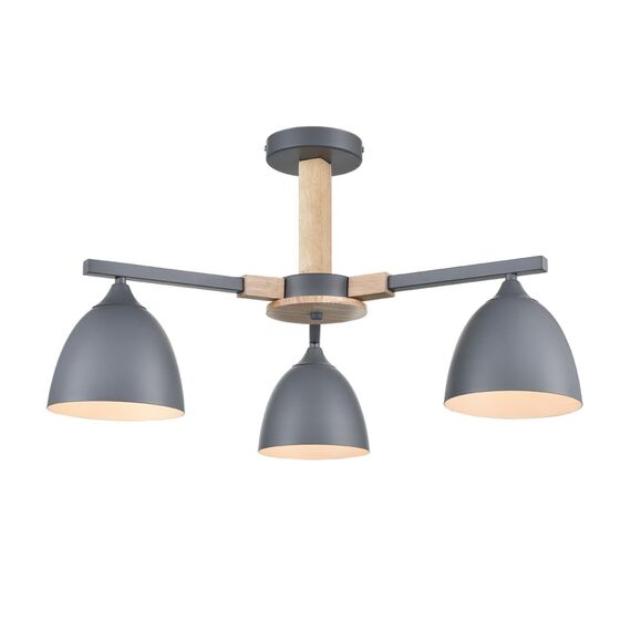 LUMION 8096/3C MODERNI LN25 267 серый/серый металл, дерево/металл Люстра потолочная Е27 3*60W 220V COLANGE, изображение 6