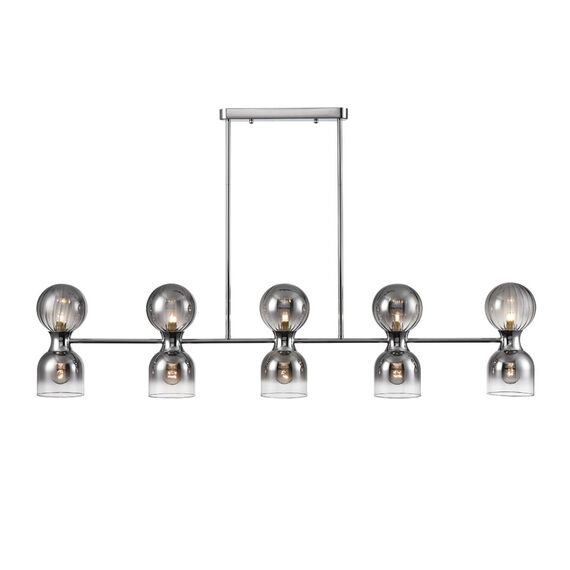 LUMION 8114/10 MODERNI LN25 142 хром/дымчатый, металл/стекло Подвесной светильник G9 5*30W + E14 5*40W 220V TAUNA, изображение 4