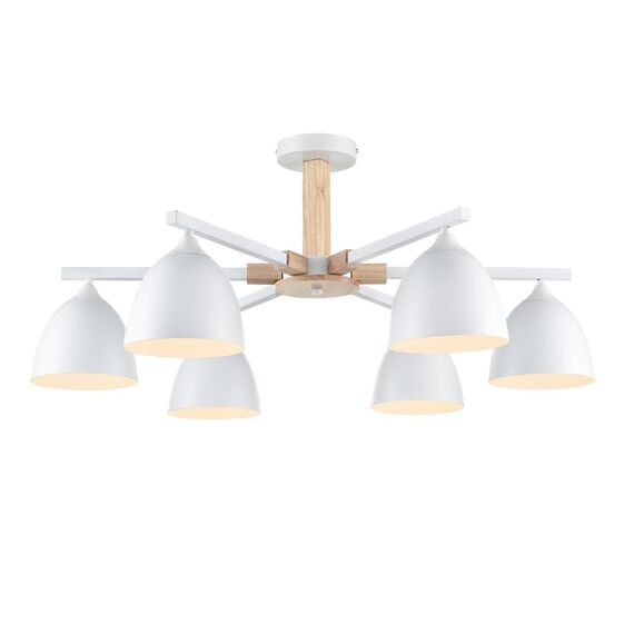 LUMION 8095/6C MODERNI LN25 268 белый/белый металл, дерево/металл Люстра потолочная Е27 6*60W 220V COLANGE, изображение 6