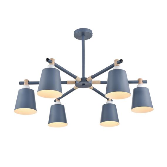 LUMION 8098/6C MODERNI LN25 271 синий/синий металл, дерево/металл Люстра потолочная Е27 6*60W 220V ROSALINA, изображение 7
