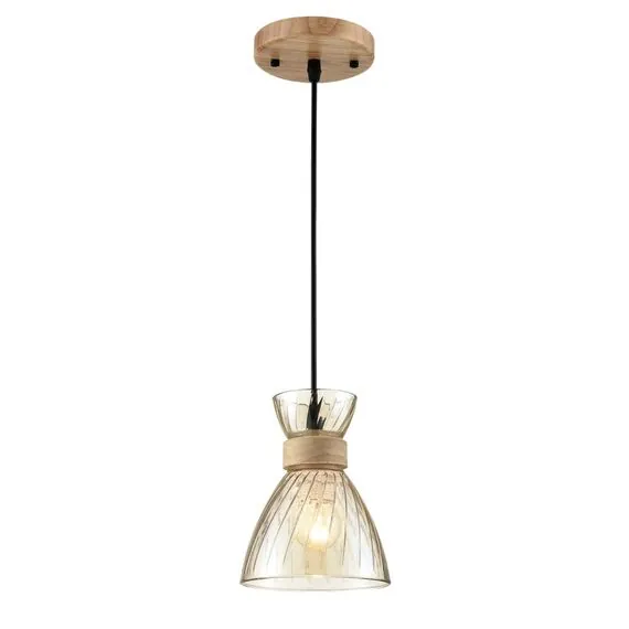 LUMION 8051/1A SUSPENTIONI LN25 309 дерево/амбер металл/стекло Подвесной светильник E27 1*60W 220V MIRABELA, изображение 6