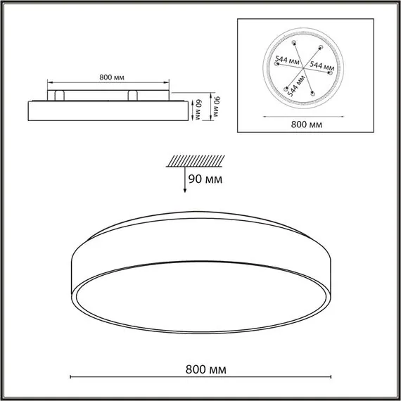 SONEX 7758/92L MITRA LED SN 098 Светильник металл/акрил/черный LED 80Вт+12Вт(подсветка) 4000K D800 IP20 QUASAR, изображение 2