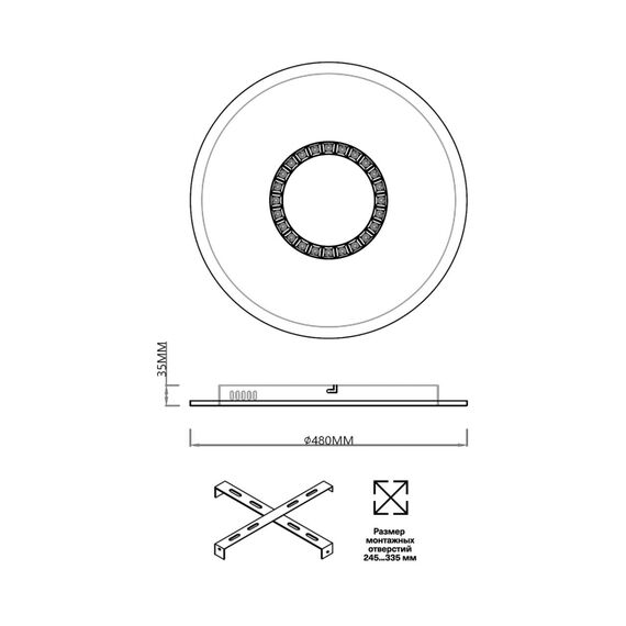SONEX 7663/34L MITRA LED SN 60 Светильник пластик/белый LED 34Вт 3000-4000-6000K D475 IP20 пульт ДУ COSMO, изображение 2
