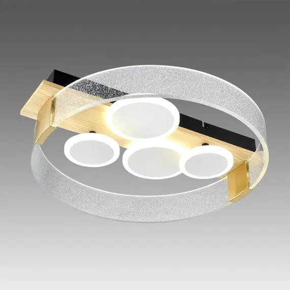 SONEX 7742/40L MITRA LED SN 077 Светильник металл/акрил/МДФ/белый/под дерево/прозрачный/черный LED 40Вт 3000-6000К 470x420 IP20 пульт ДУ SPOTS, изображение 4
