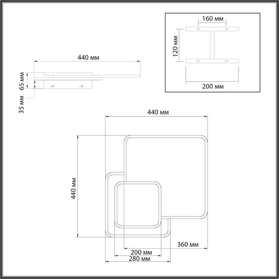 SONEX 7737/60L MITRA LED SN 066 Светильник металл/акрил/белый/под дерево/черный LED 60Вт 3000-6000К 440x440 IP20 пульт ДУ PINE, изображение 2