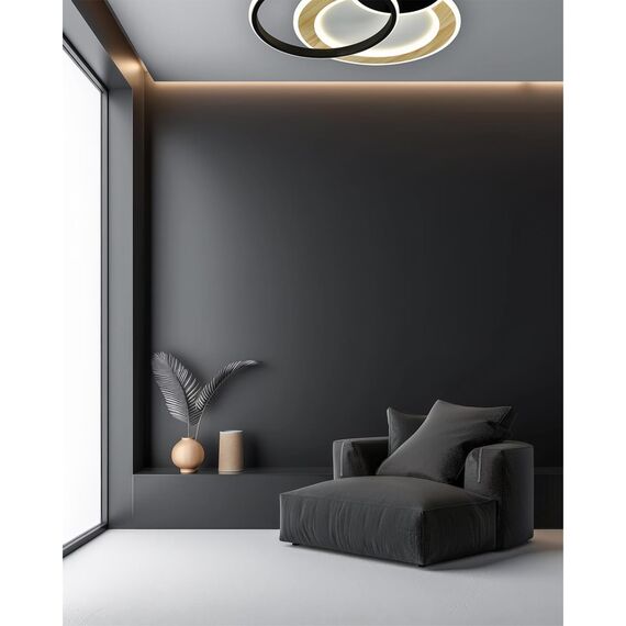 SONEX 7735/80L MITRA LED SN 065 Светильник металл/акрил/белый/под дерево/черный LED 80Вт 3000-6000К 450x450 IP20 пульт ДУ PINE, изображение 3