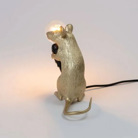 Seletti 00133915; 15231 Настольная лампа Mouse Lamp Sitting GOLD USB, изображение 5