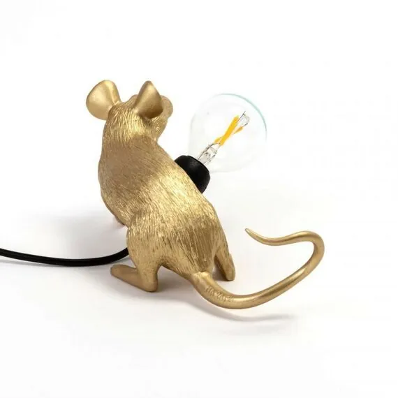 Seletti 00133966; 15232 Настольная лампа Mouse Lamp Lyie Down Gold USB, изображение 4