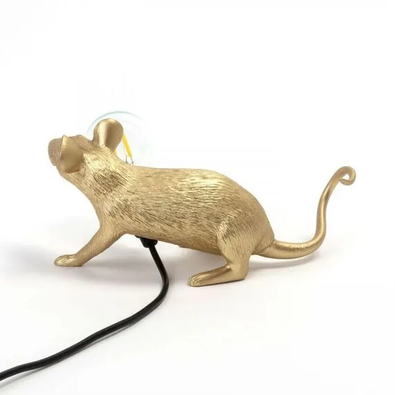 Seletti 00133966; 15232 Настольная лампа Mouse Lamp Lyie Down Gold USB, изображение 3