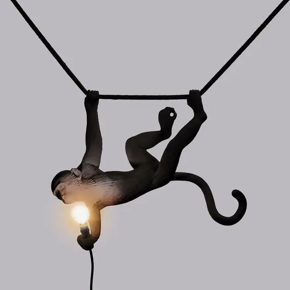 Seletti 00126129; 14916 Подвесной светильник The Monkey Lamp Swing Black, изображение 2
