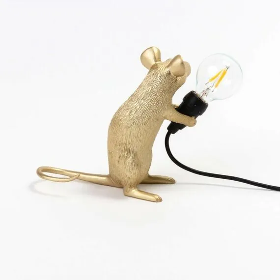 Seletti 00133915; 15231 Настольная лампа Mouse Lamp Sitting GOLD USB, изображение 4