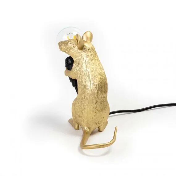 Seletti 00133915; 15231 Настольная лампа Mouse Lamp Sitting GOLD USB, изображение 2