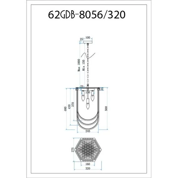 Garda Decor 62GDM-8056-320 Люстра Marino S d32см h50см, изображение 5