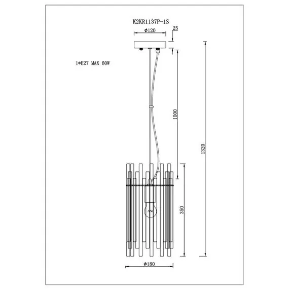 Garda Decor K2KR1137P-1S Светильник потолочный d18*h35см, изображение 3