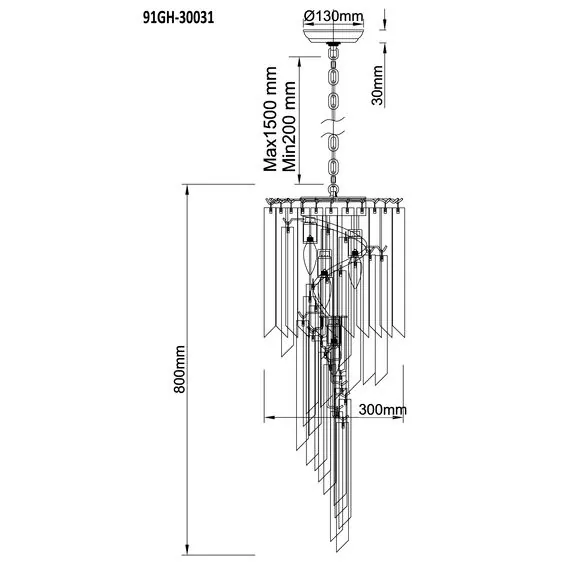 Garda Decor 91GH-30031 Люстра потолочная, хром d.30см h.80см, изображение 4
