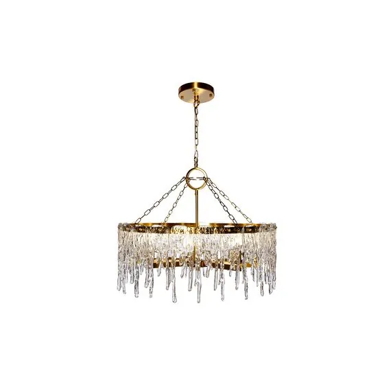 Garda Decor K2KG1102P-8A Люстра Tiara круглая латунь/стекло прозр. d80*h63см