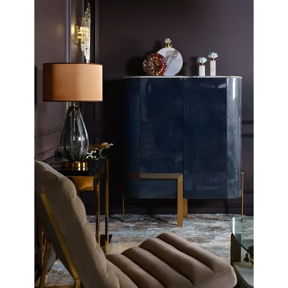 Garda Decor K2TL-07233 Лампа настольная сер-зел.стекло/плафон кор. 35*h.60см, изображение 3