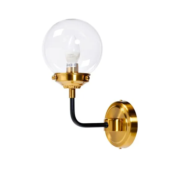 Garda Decor K2KG0521W-1 Бра Simple S латунь, стекло прозр. 15*23*h32 см