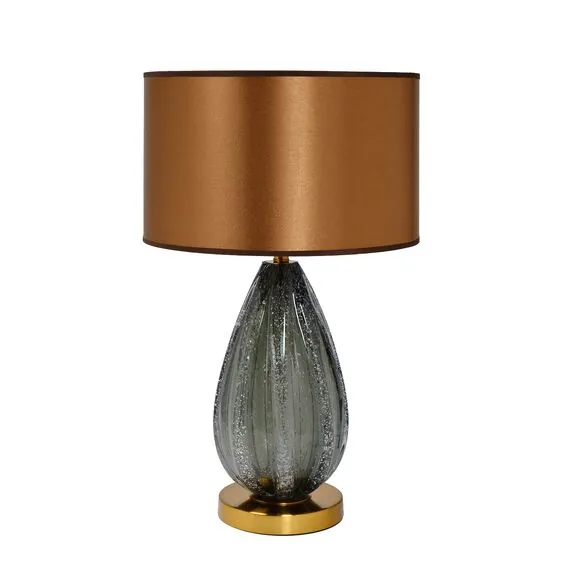 Garda Decor K2TL-07233 Лампа настольная сер-зел.стекло/плафон кор. 35*h.60см