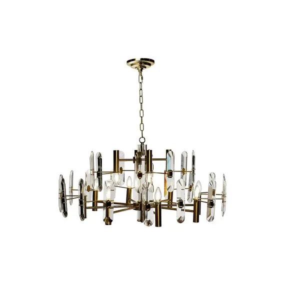Garda Decor 92EL-YG60400-8+4P Люстра потолочная латунь, стекло прозр. d80 h.100см