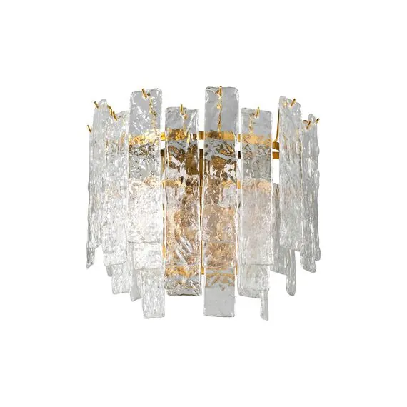 Garda Decor K2KG0998W-2B Бра "Ice" рифленое стекло/латунь L19*W36*H32см