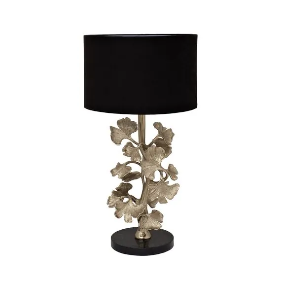 Garda Decor 69-22088 Лампа настольная "Ginkgo leaves" плафон черный h.68см