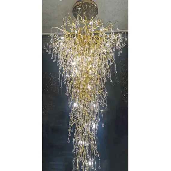 Garda Decor 86-80152 Люстра каскадная "Капли" d.80*h200 см, металл цвет золото