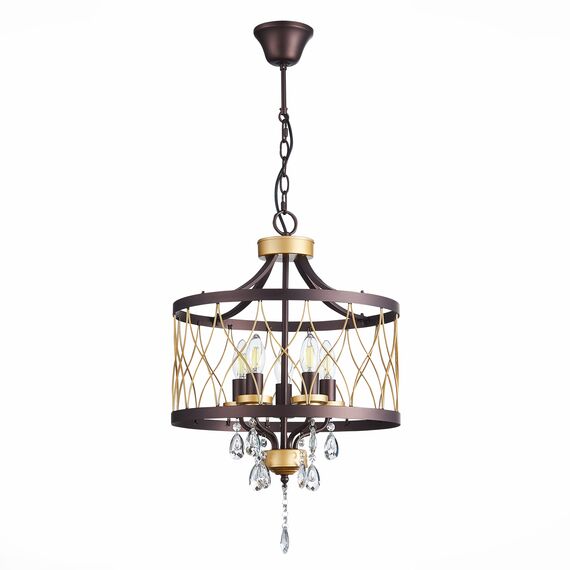 ST LUCE SL789.423.05 Люстра подвесная ST-Luce Темный кофе, Золото/Темный кофе, Золото, Прозрачный E14 5*60W GRASSО, изображение 4