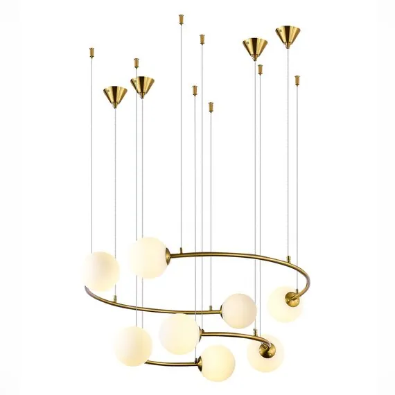 ST LUCE SL1186.303.08 Светильник подвесной ST-Luce Латунь/Молочный G9 8*5W, изображение 7