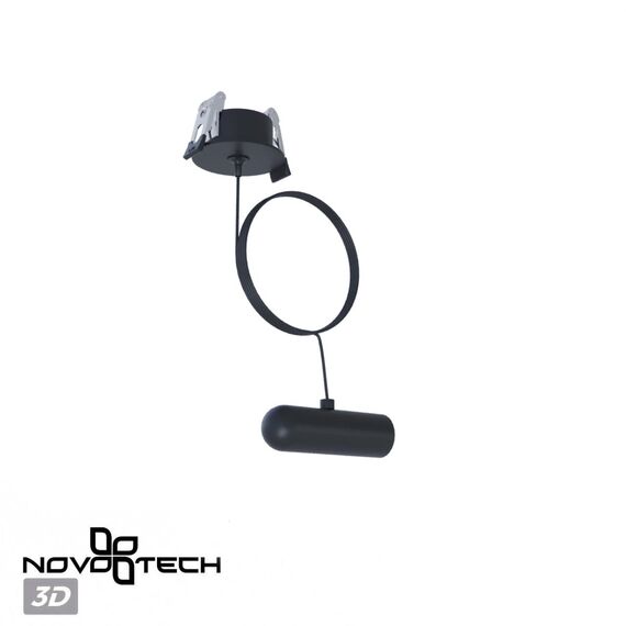 NOVOTECH 359384 KONST NT24 черный База встраиваемая для ввода питания с заглушкой и проводом-подвесом (длина провода – 2м) IP20 48V GLAT, изображение 3