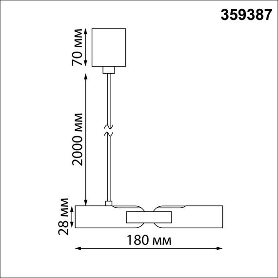 NOVOTECH 359387 KONST NT24 черный База накладная для ввода питания с гибким угловым соединителем «L» и проводом-подвесом (длина провода – 2м) IP20 48V GLAT, изображение 2