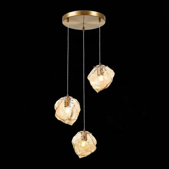 ST LUCE SL1175.303.03 Светильник подвесной ST-Luce Латунь/Янтарный E14 3*40W, изображение 4