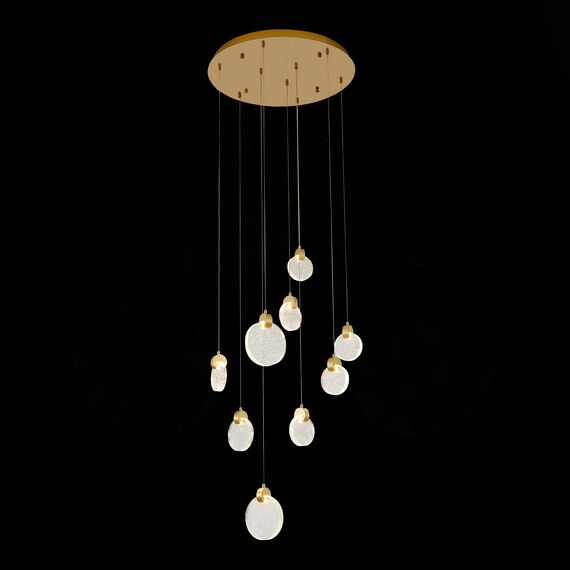 ST LUCE SL6104.203.09 Светильник подвесной ST-Luce Золотистый/Прозрачный,С пузырьками воздуха LED 9*3W 3000K, изображение 5