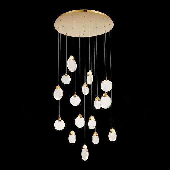 ST LUCE SL6104.203.16 Светильник подвесной ST-Luce Золотистый/Прозрачный,С пузырьками воздуха LED 16*3W 3000, изображение 5
