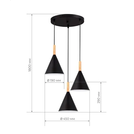 EVOLUCE SLE1255-423-03 Светильник подвесной Черный/Черный E27 3*40W, изображение 6