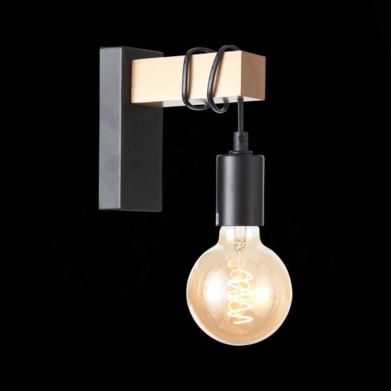 EVOLUCE SL1142.401.01 Светильник настенный Черный, Светлое дерево E27 1*60W, изображение 3