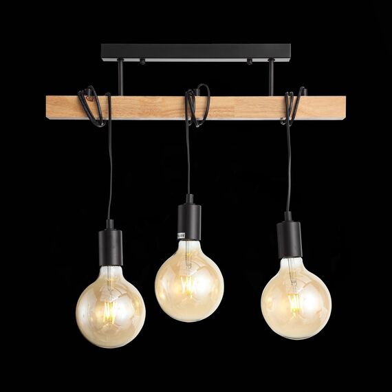 EVOLUCE SL1142.403.03 Светильник подвесной Черный, Светлое дерево E27 3*60W, изображение 3