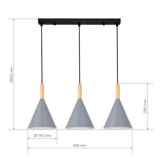 EVOLUCE SLE1255-413-03 Светильник подвесной Черный/Серый E27 3*40W, изображение 3