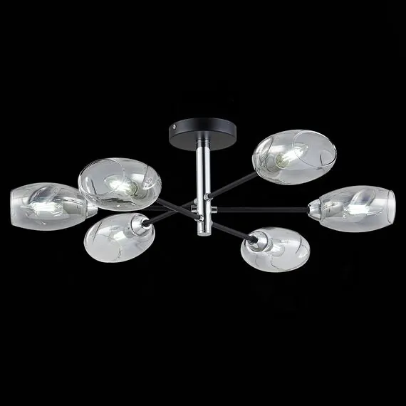 EVOLUCE SLE155512-06 Светильник потолочный Черный, Хром/Дымчатый E14 6*40W, изображение 3