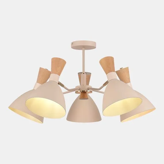 EVOLUCE SLE1256-502-05 Светильник потолочный Бежевый/Бежевый, Светлое дерево, Золотистый E14 5*40W